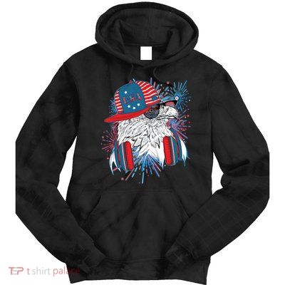 USA American Flag Fireworks Hip Hop Headphones Eagle Tie Dye Hoodie