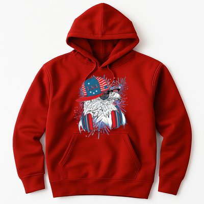 USA American Flag Fireworks Hip Hop Headphones Eagle Hoodie