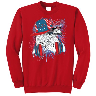 USA American Flag Fireworks Hip Hop Headphones Eagle Sweatshirt