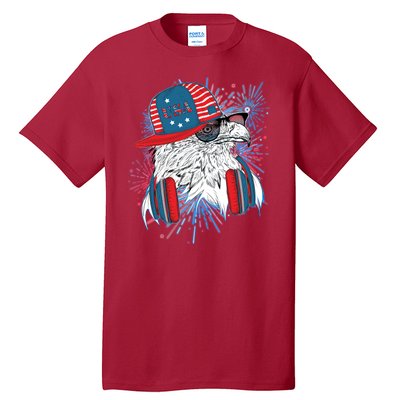 USA American Flag Fireworks Hip Hop Headphones Eagle Tall T-Shirt