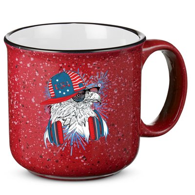 USA American Flag Fireworks Hip Hop Headphones Eagle 15oz Campfire Ceramic Mug