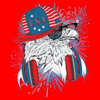 USA American Flag Fireworks Hip Hop Headphones Eagle Flatbill Hat