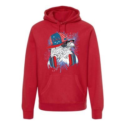 USA American Flag Fireworks Hip Hop Headphones Eagle Premium Hoodie