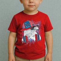 USA American Flag Fireworks Hip Hop Headphones Eagle Toddler T-Shirt