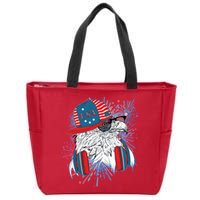 USA American Flag Fireworks Hip Hop Headphones Eagle Zip Tote Bag