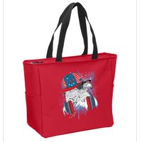 USA American Flag Fireworks Hip Hop Headphones Eagle Zip Tote Bag