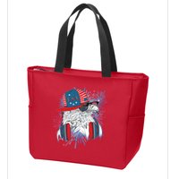 USA American Flag Fireworks Hip Hop Headphones Eagle Zip Tote Bag