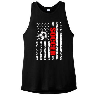 Us American Flag Soccer Patriotic Soccer Ladies PosiCharge Tri-Blend Wicking Tank