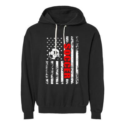 Us American Flag Soccer Patriotic Soccer Garment-Dyed Fleece Hoodie