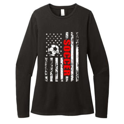 Us American Flag Soccer Patriotic Soccer Womens CVC Long Sleeve Shirt