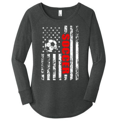 Us American Flag Soccer Patriotic Soccer Women's Perfect Tri Tunic Long Sleeve Shirt