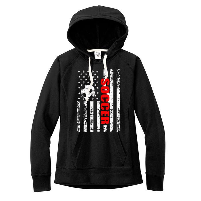 Us American Flag Soccer Patriotic Soccer Women's Fleece Hoodie