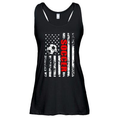 Us American Flag Soccer Patriotic Soccer Ladies Essential Flowy Tank