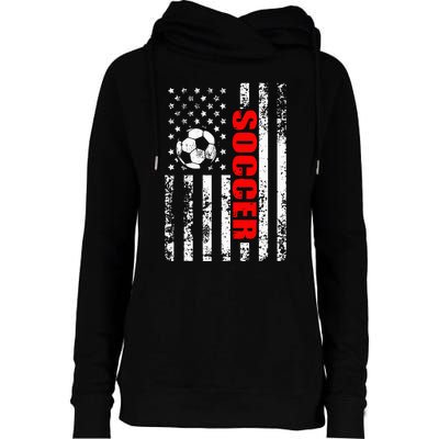 Us American Flag Soccer Patriotic Soccer Womens Funnel Neck Pullover Hood