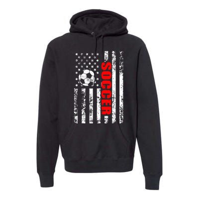 Us American Flag Soccer Patriotic Soccer Premium Hoodie