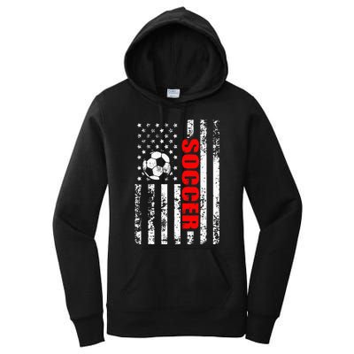 Us American Flag Soccer Patriotic Soccer Women's Pullover Hoodie