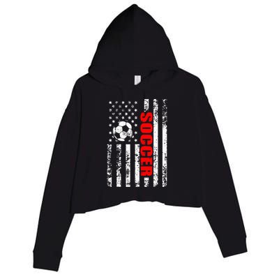 Us American Flag Soccer Patriotic Soccer Crop Fleece Hoodie