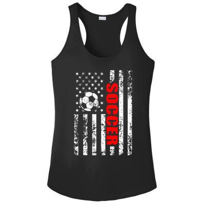 Us American Flag Soccer Patriotic Soccer Ladies PosiCharge Competitor Racerback Tank