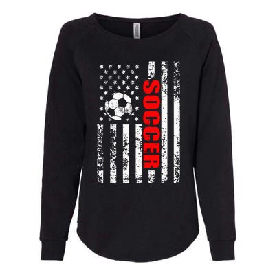 Us American Flag Soccer Patriotic Soccer Womens California Wash Sweatshirt