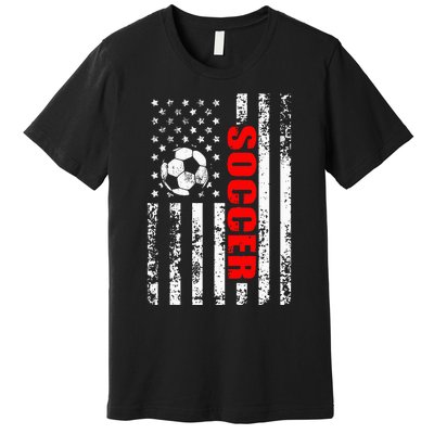 Us American Flag Soccer Patriotic Soccer Premium T-Shirt