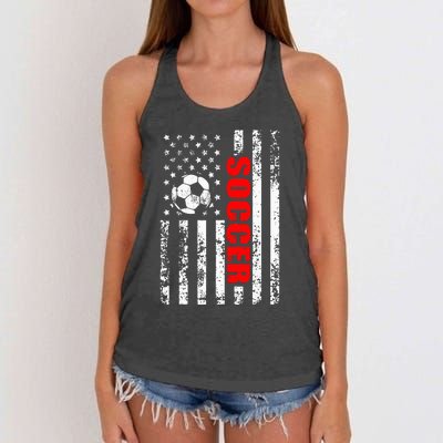 Us American Flag Soccer Patriotic Soccer Women's Knotted Racerback Tank