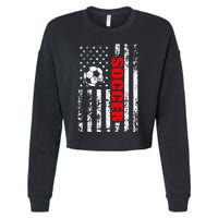 Us American Flag Soccer Patriotic Soccer Cropped Pullover Crew