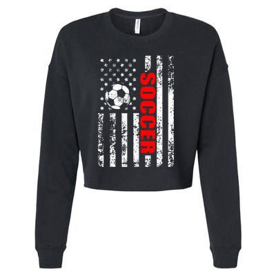 Us American Flag Soccer Patriotic Soccer Cropped Pullover Crew