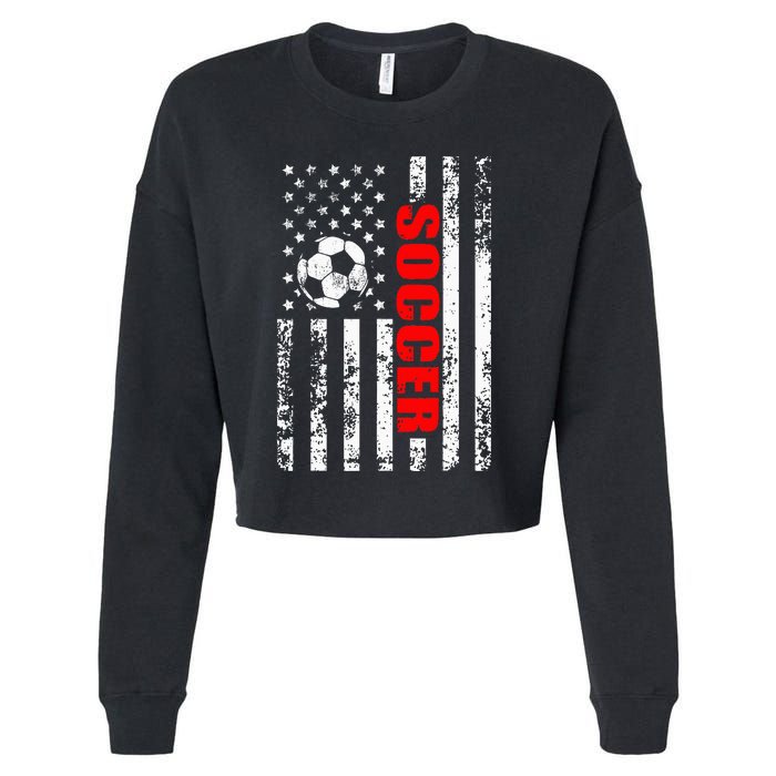 Us American Flag Soccer Patriotic Soccer Cropped Pullover Crew