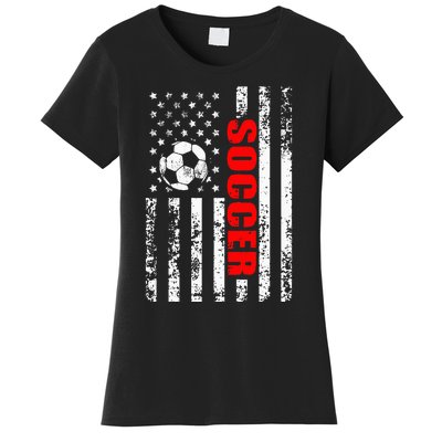 Us American Flag Soccer Patriotic Soccer Women's T-Shirt