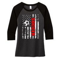 Us American Flag Soccer Patriotic Soccer Women's Tri-Blend 3/4-Sleeve Raglan Shirt