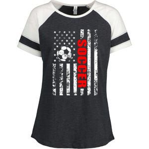 Us American Flag Soccer Patriotic Soccer Enza Ladies Jersey Colorblock Tee