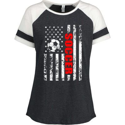 Us American Flag Soccer Patriotic Soccer Enza Ladies Jersey Colorblock Tee