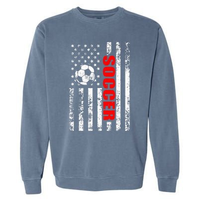 Us American Flag Soccer Patriotic Soccer Garment-Dyed Sweatshirt