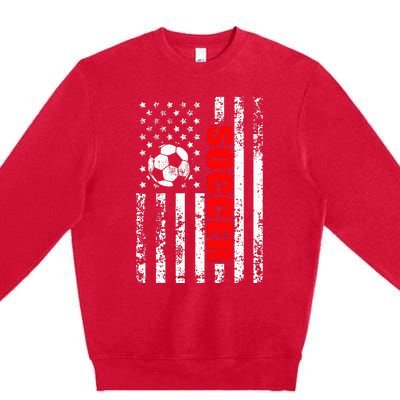 Us American Flag Soccer Patriotic Soccer Premium Crewneck Sweatshirt