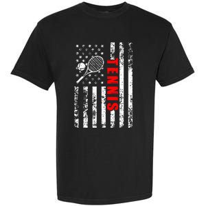 Us American Flag Tennis Patriotic Garment-Dyed Heavyweight T-Shirt