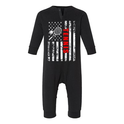 Us American Flag Tennis Patriotic Infant Fleece One Piece