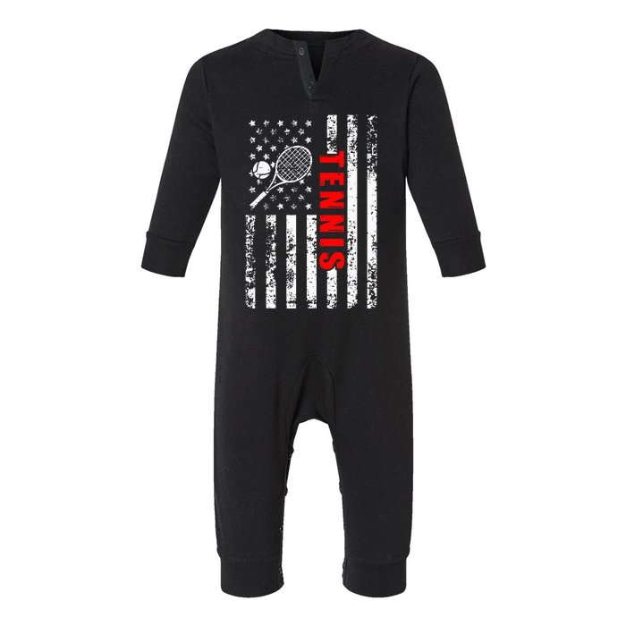 Us American Flag Tennis Patriotic Infant Fleece One Piece