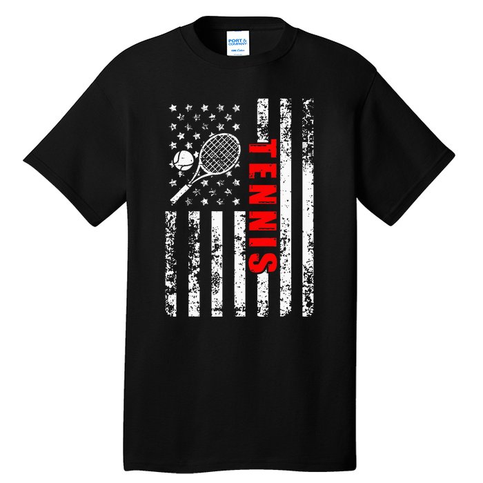 Us American Flag Tennis Patriotic Tall T-Shirt