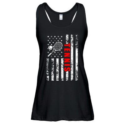 Us American Flag Tennis Patriotic Ladies Essential Flowy Tank