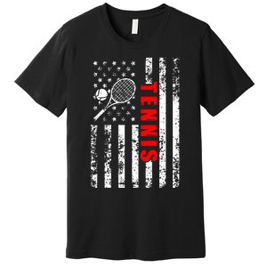 Us American Flag Tennis Patriotic Premium T-Shirt