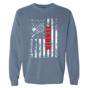 Us American Flag Tennis Patriotic Garment-Dyed Sweatshirt