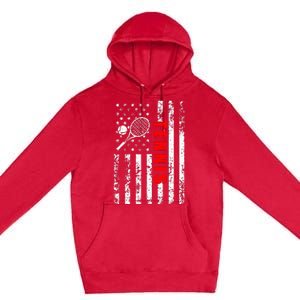 Us American Flag Tennis Patriotic Premium Pullover Hoodie