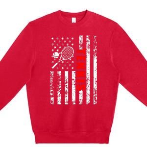 Us American Flag Tennis Patriotic Premium Crewneck Sweatshirt