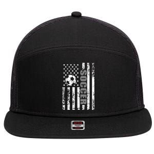 Us American Flag Soccer Patriotic Soccer Great Gift 7 Panel Mesh Trucker Snapback Hat