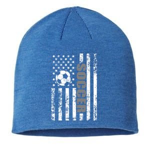 Us American Flag Soccer Patriotic Soccer Great Gift Sustainable Beanie