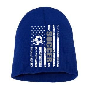 Us American Flag Soccer Patriotic Soccer Great Gift Short Acrylic Beanie