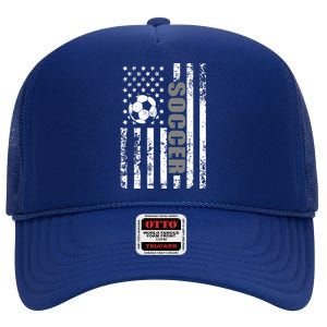 Us American Flag Soccer Patriotic Soccer Great Gift High Crown Mesh Back Trucker Hat