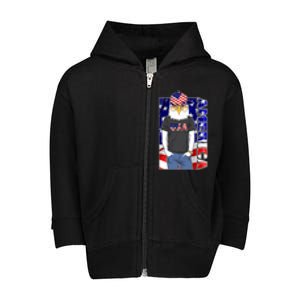 USA America Flag Hip Hop Eagle Toddler Zip Fleece Hoodie