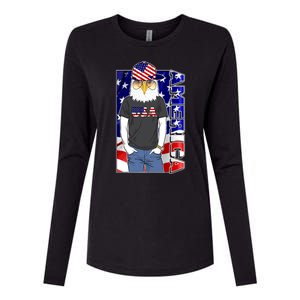 USA America Flag Hip Hop Eagle Womens Cotton Relaxed Long Sleeve T-Shirt