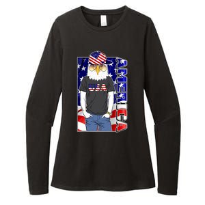 USA America Flag Hip Hop Eagle Womens CVC Long Sleeve Shirt